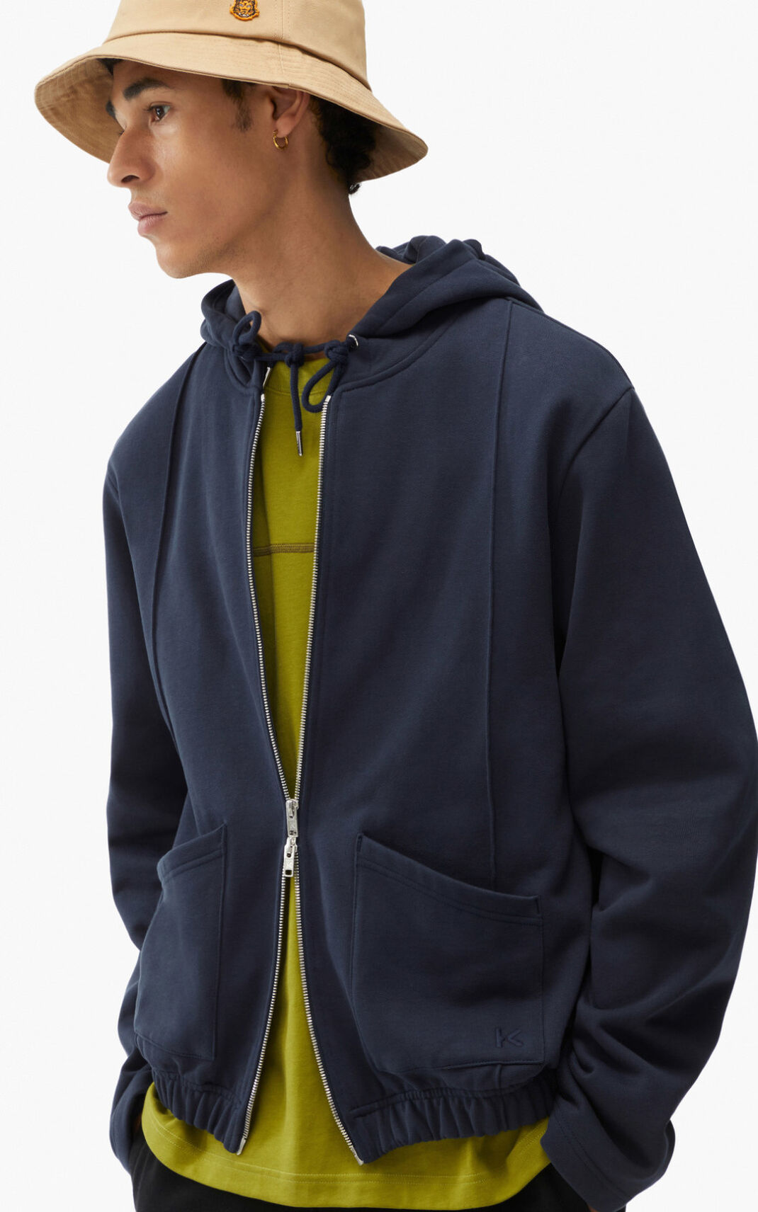 Sweat A Capuche Kenzo Hoodie with zip Homme Bleu Noir | OGUV-34210